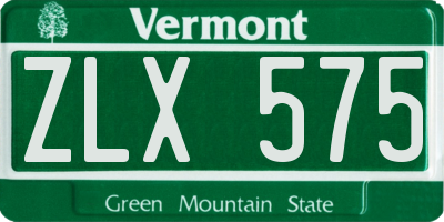 VT license plate ZLX575