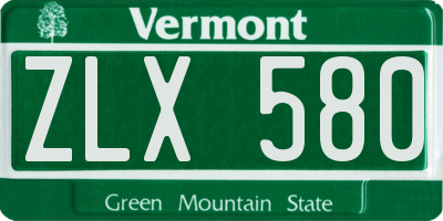 VT license plate ZLX580