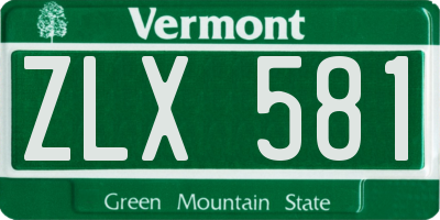 VT license plate ZLX581