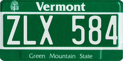 VT license plate ZLX584