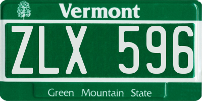VT license plate ZLX596