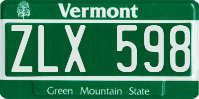 VT license plate ZLX598
