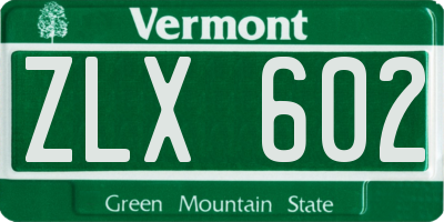 VT license plate ZLX602