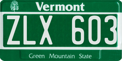 VT license plate ZLX603