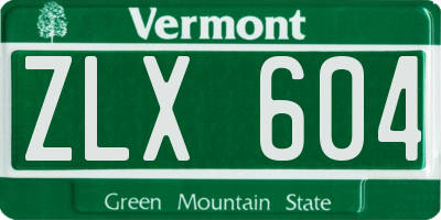 VT license plate ZLX604
