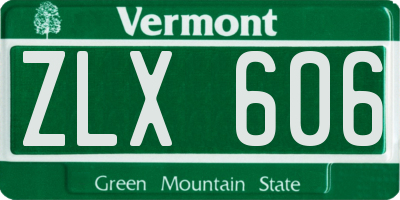 VT license plate ZLX606