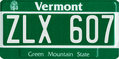 VT license plate ZLX607