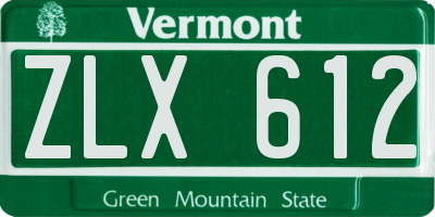 VT license plate ZLX612