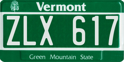 VT license plate ZLX617
