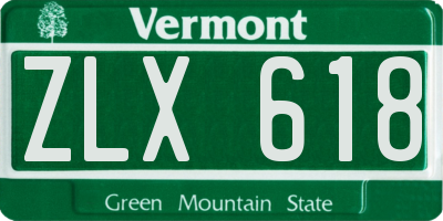 VT license plate ZLX618