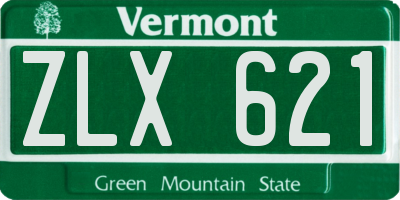 VT license plate ZLX621