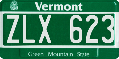 VT license plate ZLX623