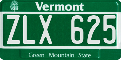 VT license plate ZLX625