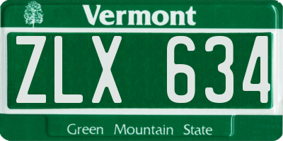 VT license plate ZLX634