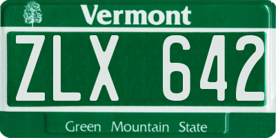 VT license plate ZLX642