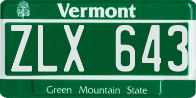 VT license plate ZLX643