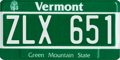 VT license plate ZLX651