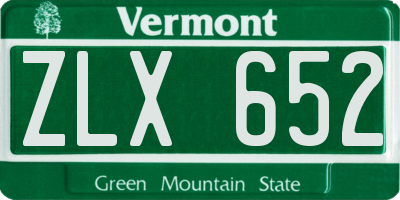 VT license plate ZLX652