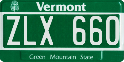 VT license plate ZLX660