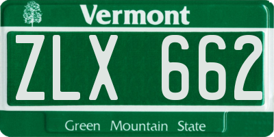 VT license plate ZLX662