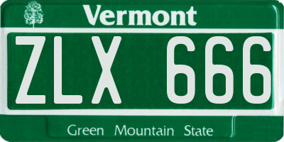 VT license plate ZLX666