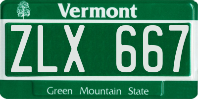 VT license plate ZLX667