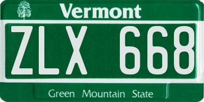 VT license plate ZLX668