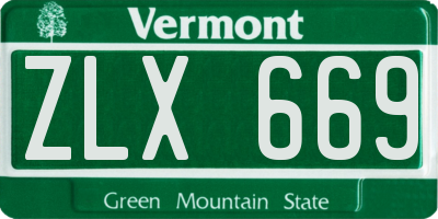 VT license plate ZLX669