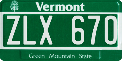 VT license plate ZLX670