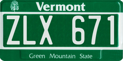 VT license plate ZLX671