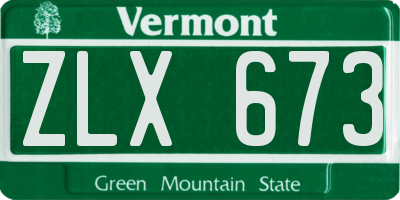 VT license plate ZLX673