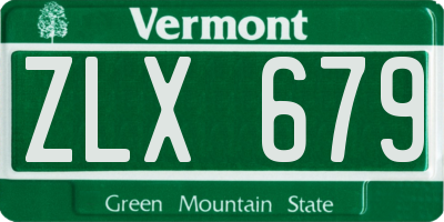VT license plate ZLX679