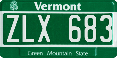 VT license plate ZLX683