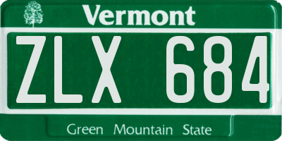 VT license plate ZLX684