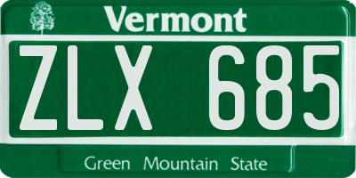 VT license plate ZLX685