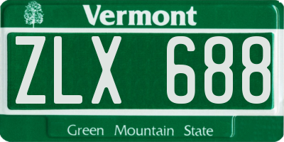 VT license plate ZLX688