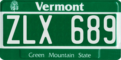 VT license plate ZLX689