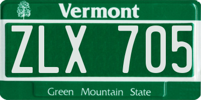 VT license plate ZLX705