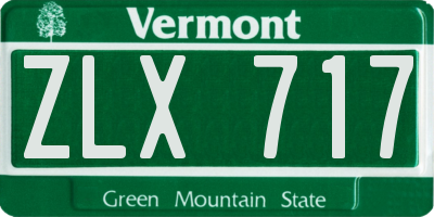 VT license plate ZLX717