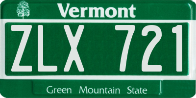 VT license plate ZLX721