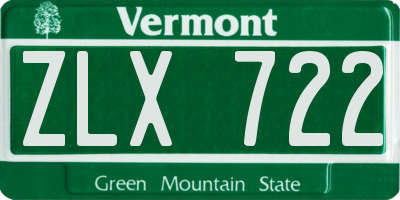 VT license plate ZLX722