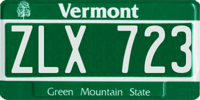 VT license plate ZLX723