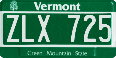 VT license plate ZLX725