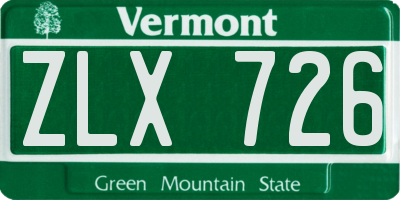 VT license plate ZLX726