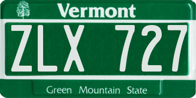 VT license plate ZLX727