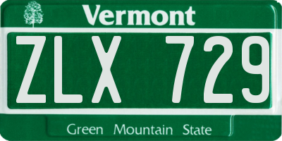 VT license plate ZLX729