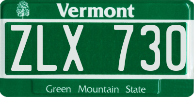 VT license plate ZLX730