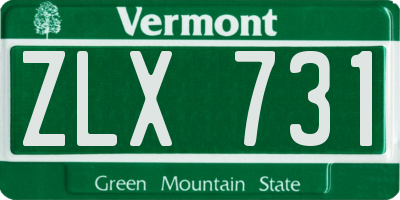 VT license plate ZLX731
