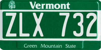 VT license plate ZLX732