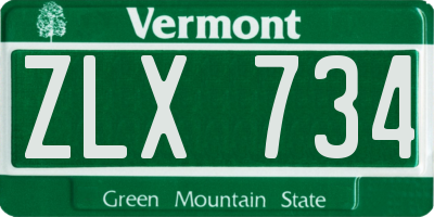 VT license plate ZLX734